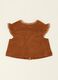 Brown baby girl gilet with fringe details in stretch fabric_2