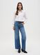 Wide leg blue jeans in pure cotton_0