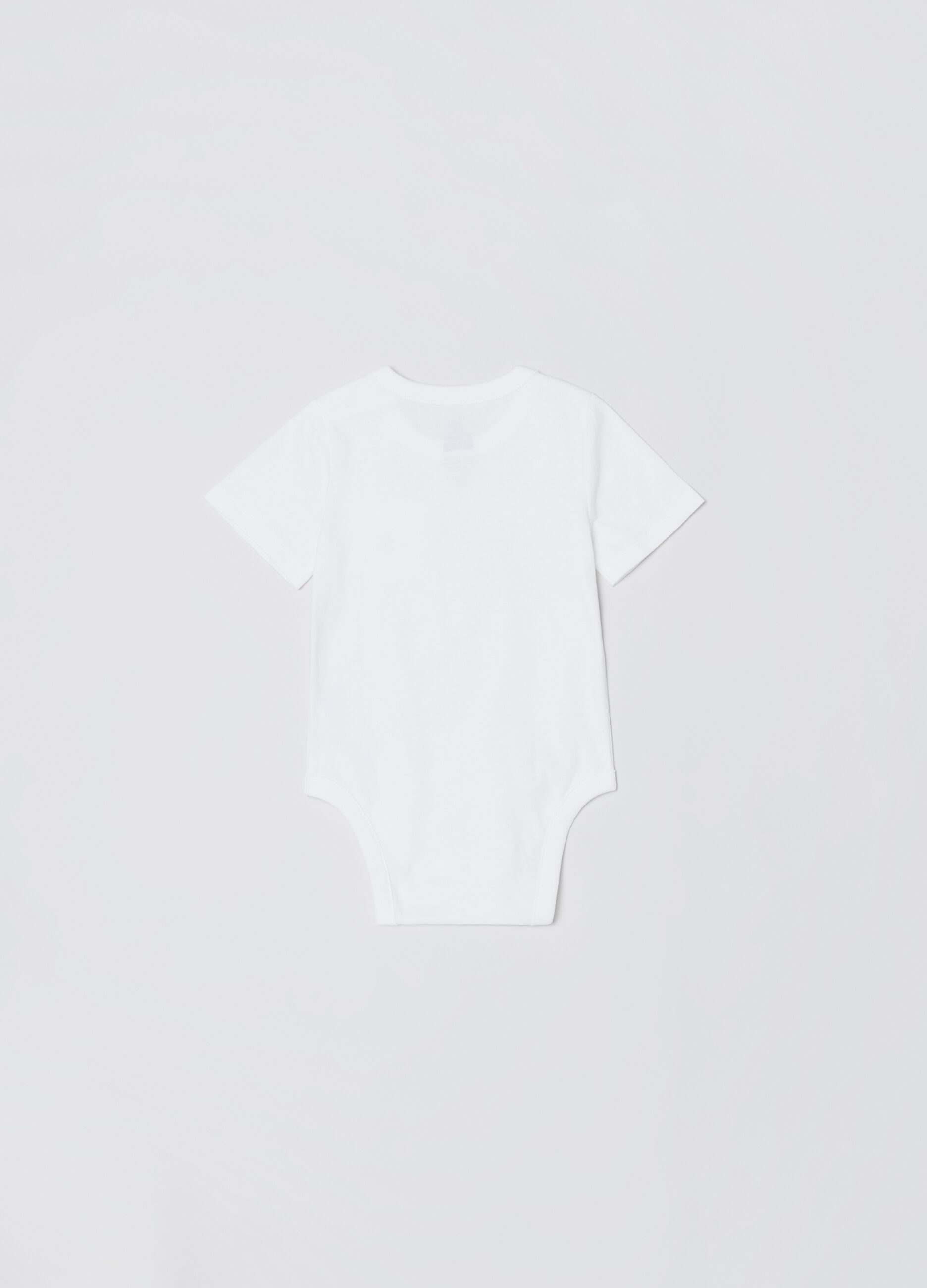 Cotton bodysuit with pocket and embroidered bear
