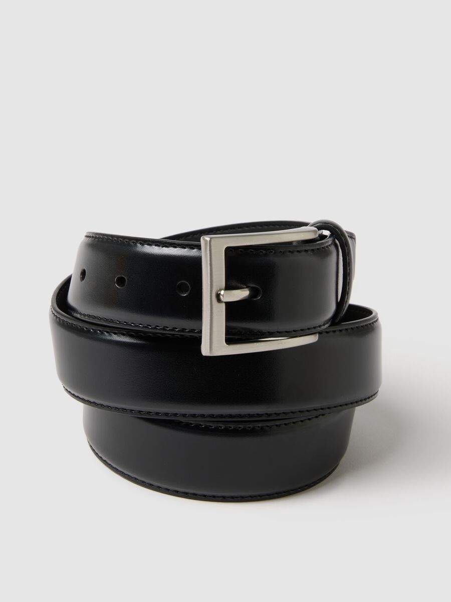 Black genuine leather belt_2