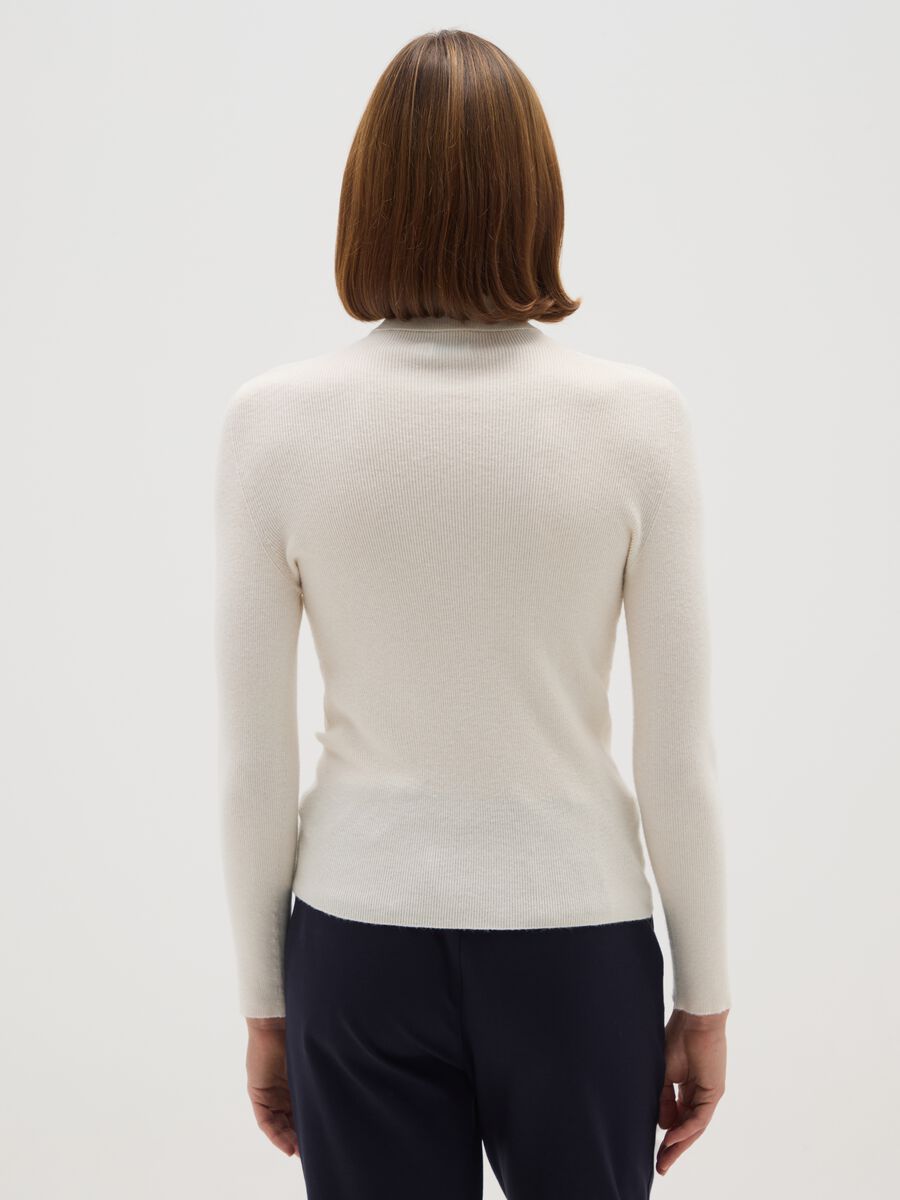 Dolcevita in misto cotone bianco regular fit_2