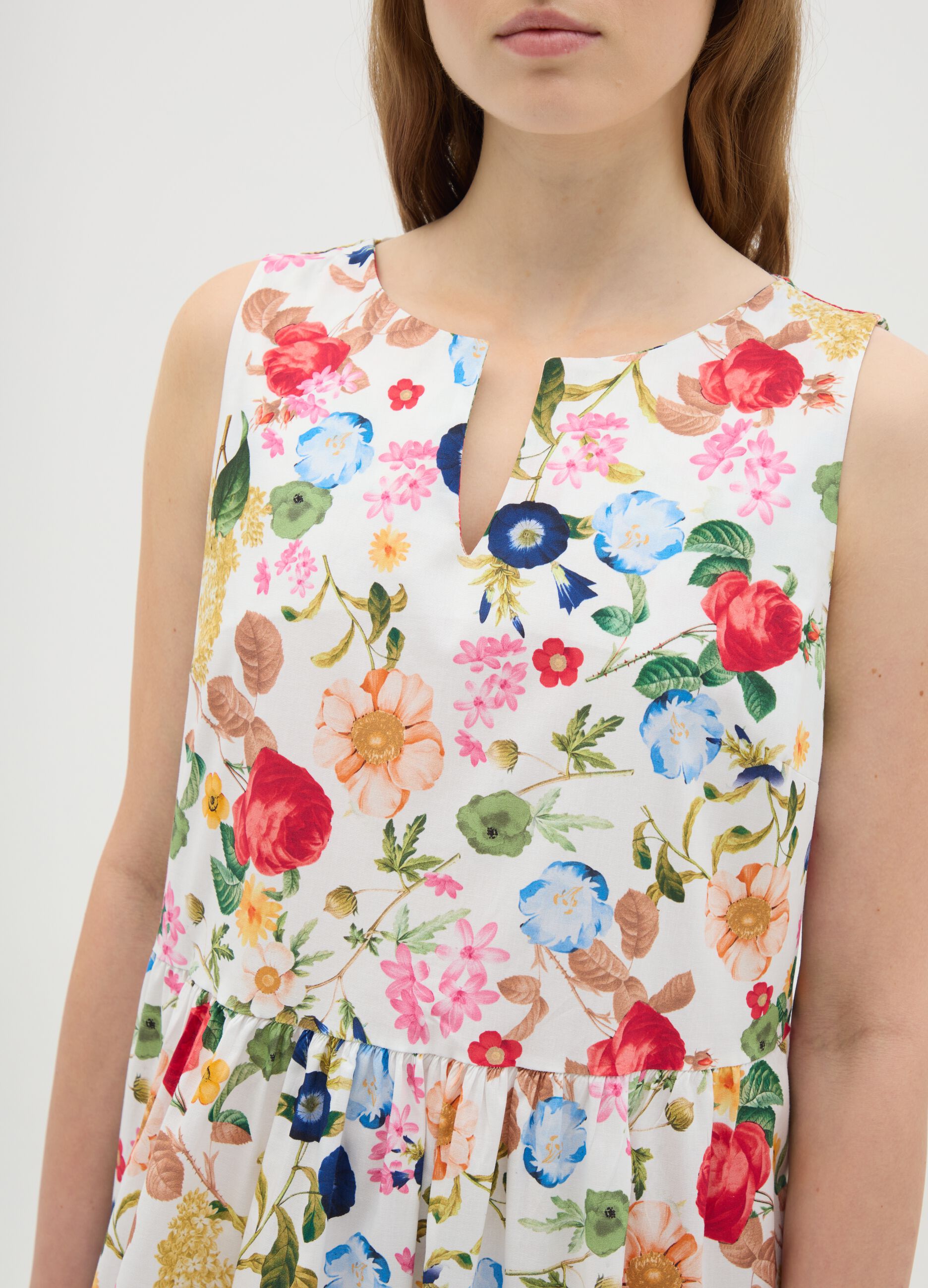 Women's multicolour stretch cotton midi dress