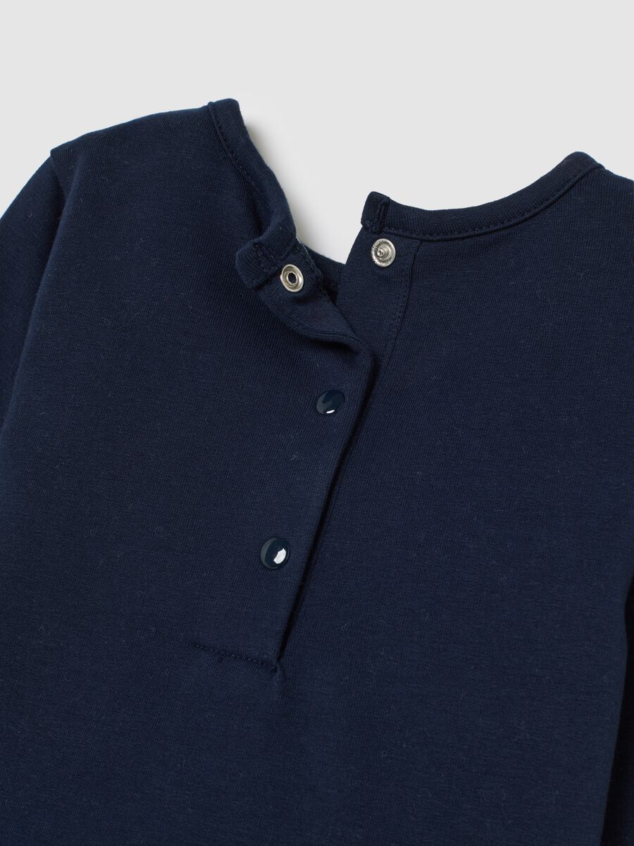 Blue stretch cotton regular fit baby girl dress_3