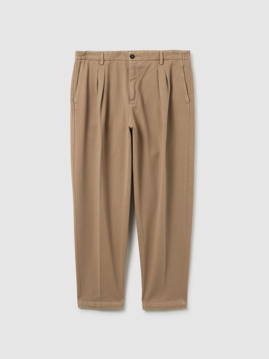 Brown chino trousers in pure cotton regular fit_4