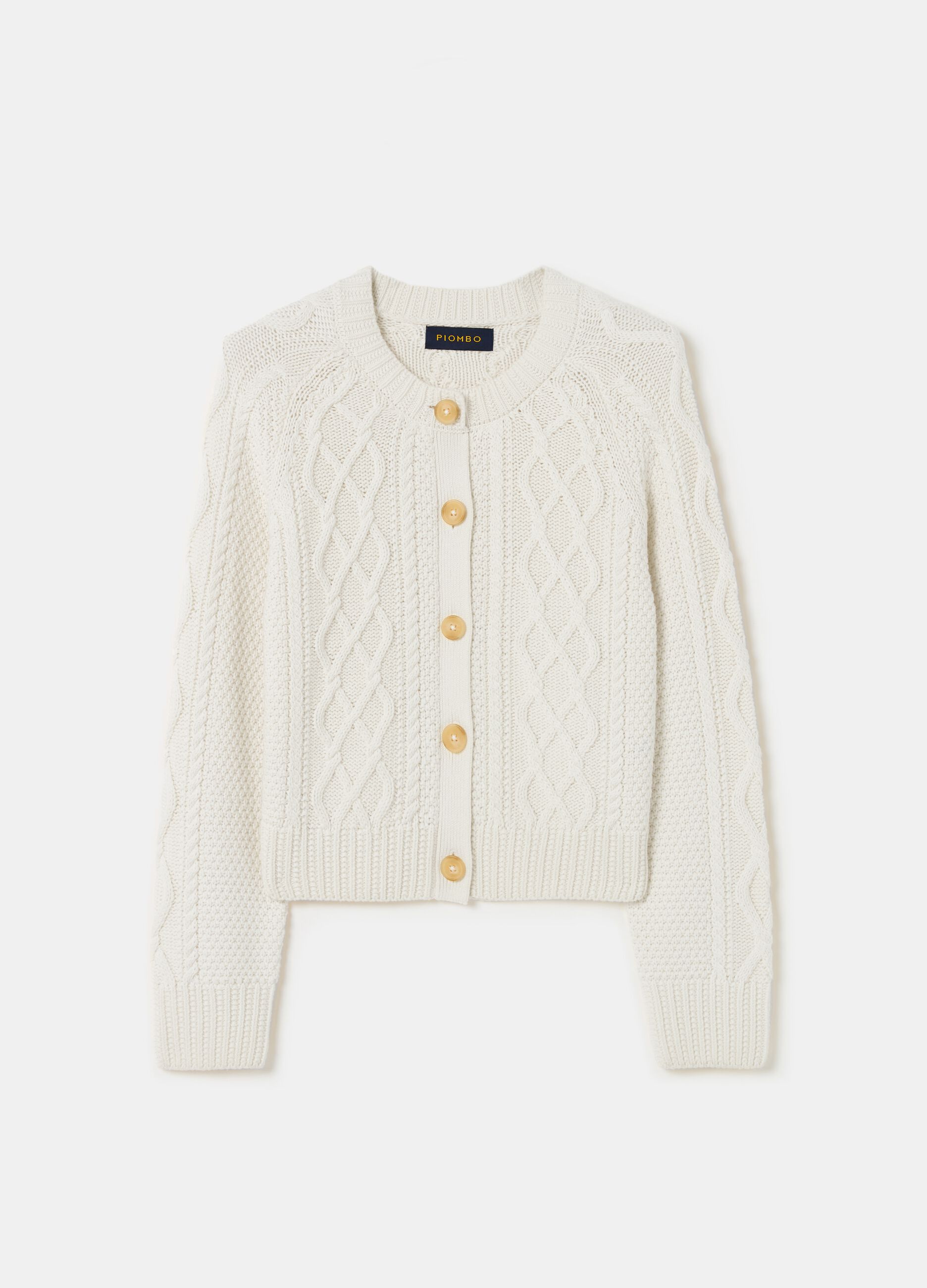 Cable-knit cardigan with diamond motif