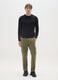 Green regular fit cotton blend trousers_0
