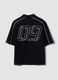 Black pure cotton oversized short-sleeve polo shirt_6