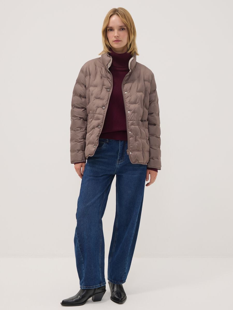 Giacca imbottita sabbia regular fit con collo alto_1