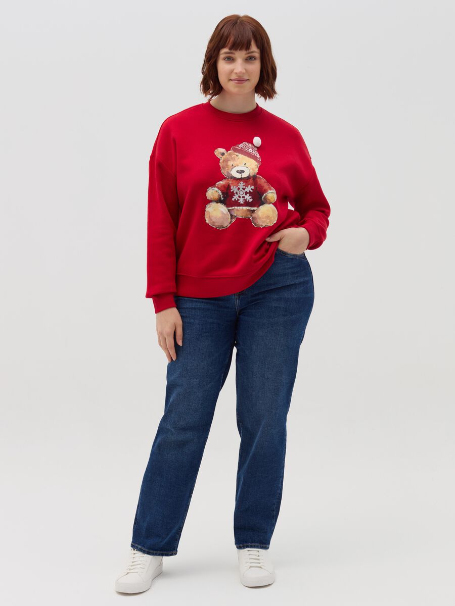 Curvy sweatshirt with Christmas bear print_1