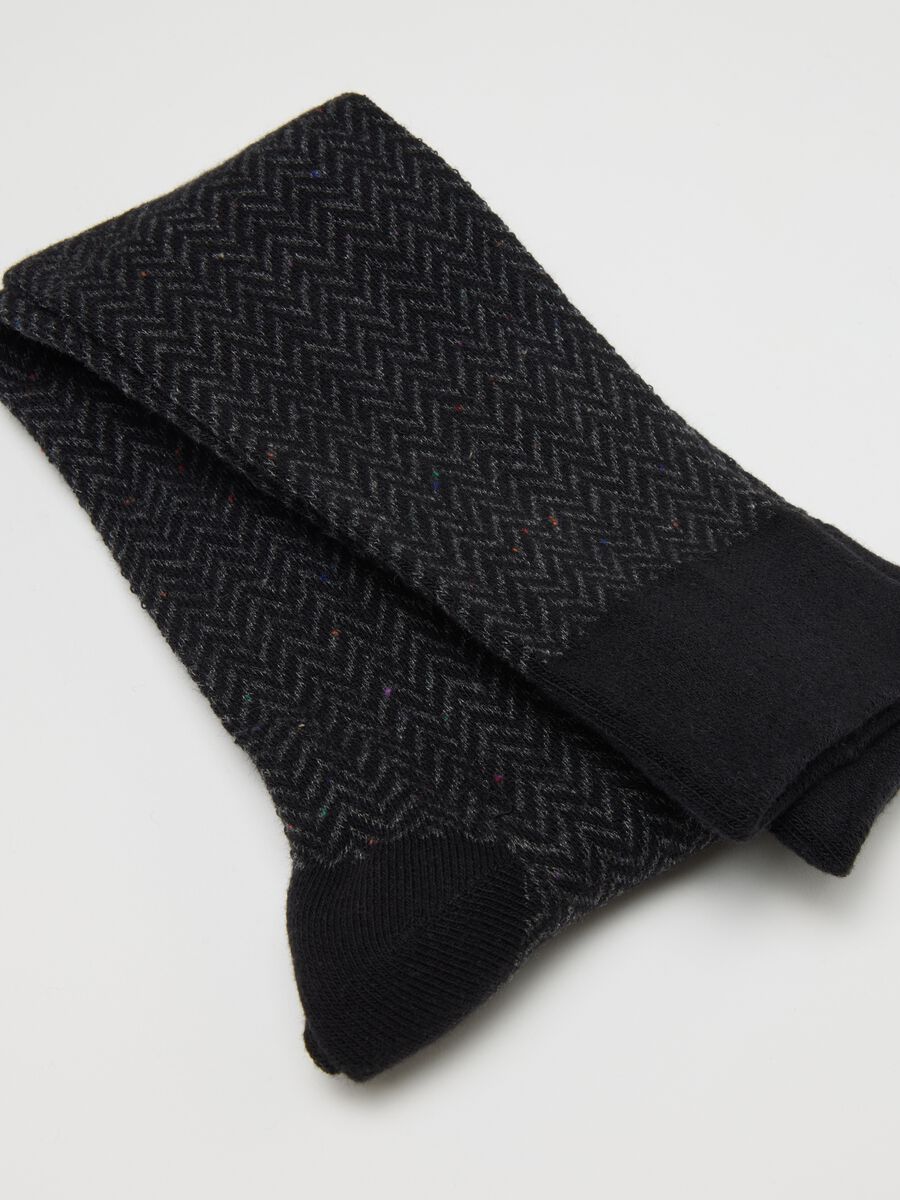 Pack of three long black cotton stretch socks_2