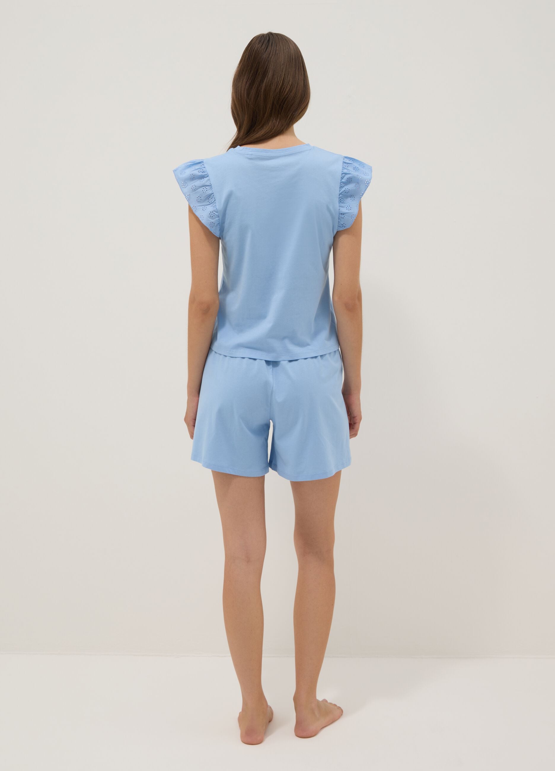 Pigiama azzurro in puro cotone regular fit