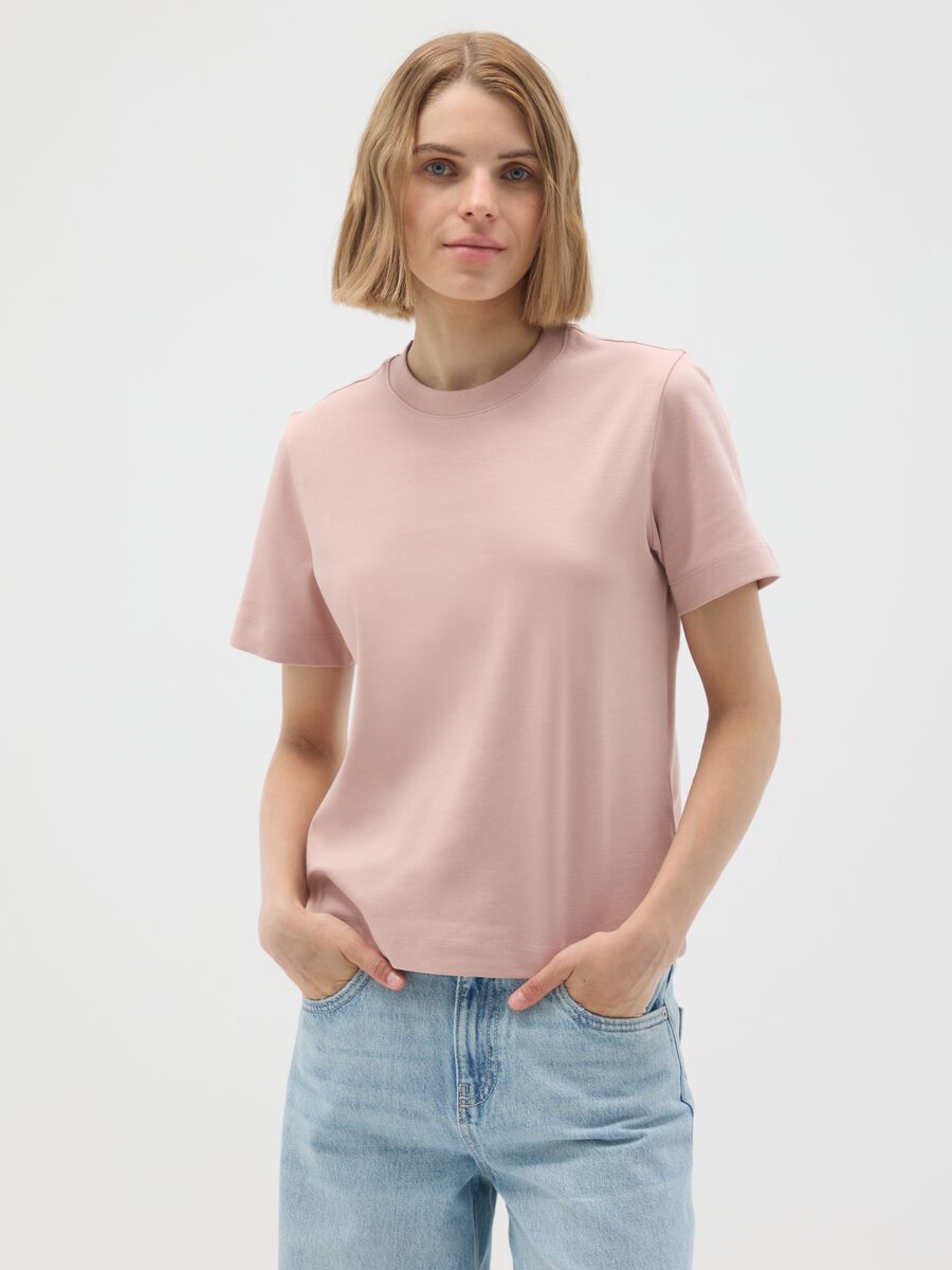 Pink pure cotton regular fit T-shirt_0