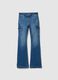 Pantaloni flare in cotone elasticizzato blu da ragazza regular fit_0