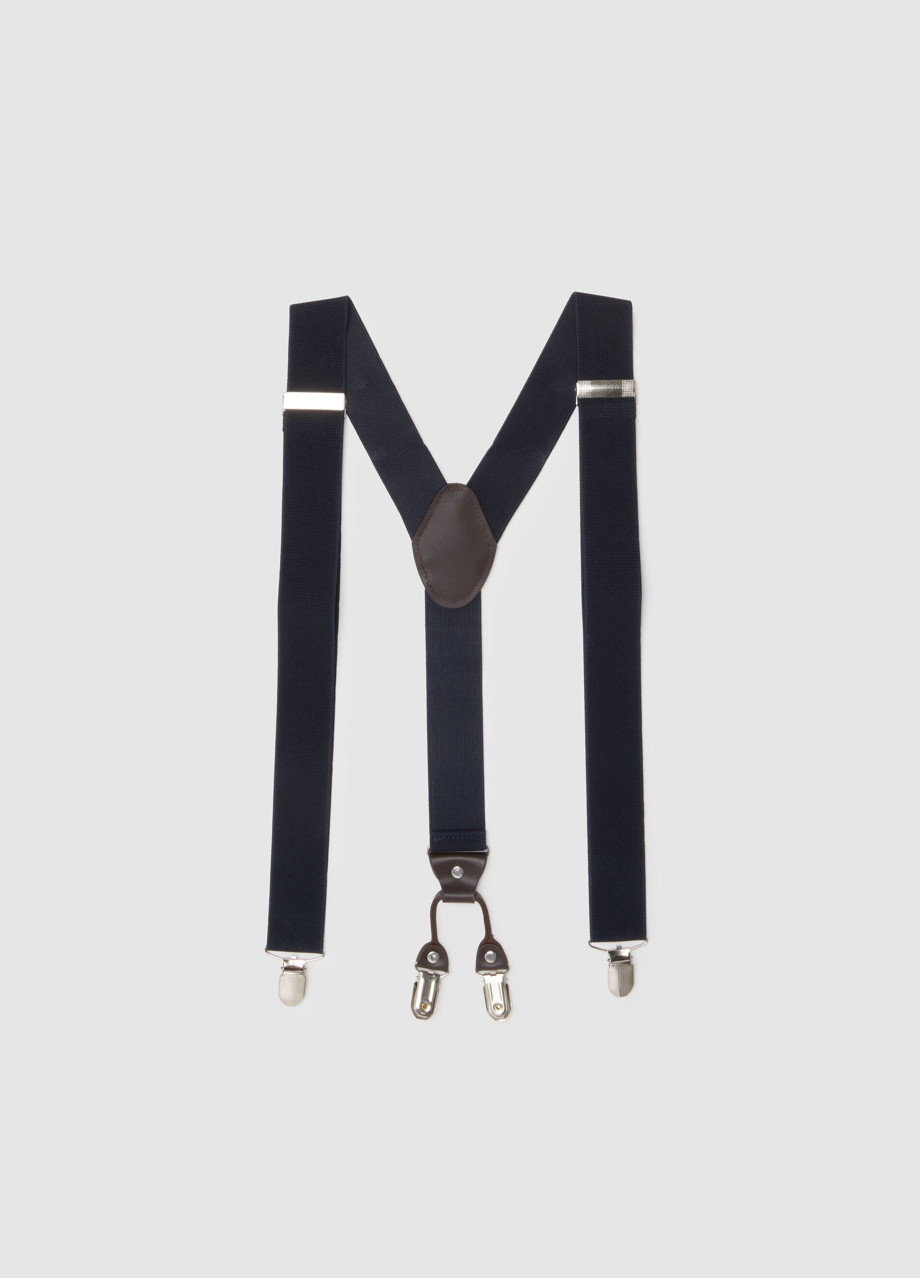 Blue braces with adjustable clips