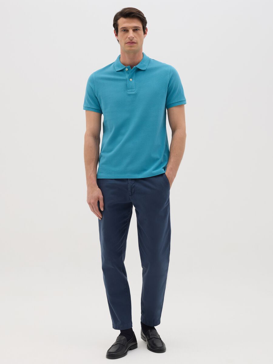Light Blue Cotton Short Sleeve Polo_1