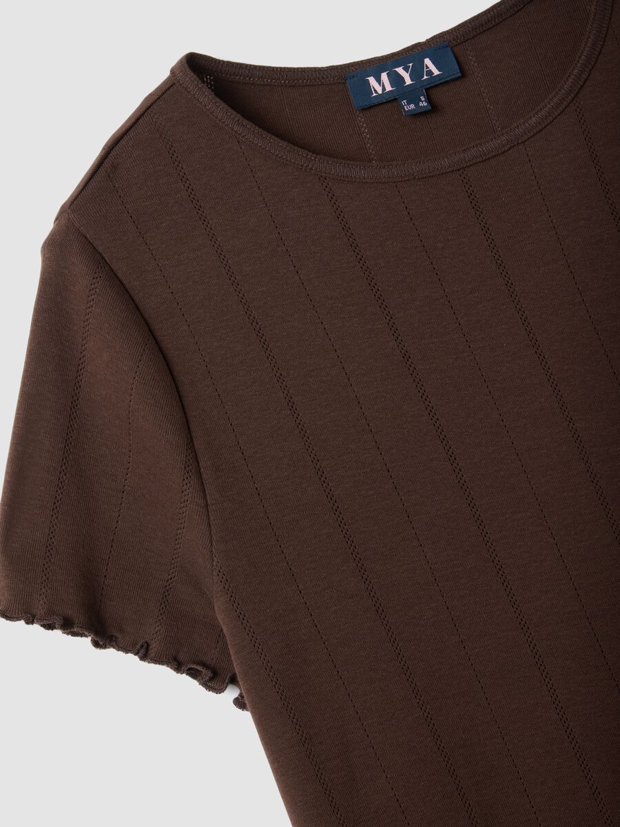 Brown striped pure cotton regular-fit T-shirt_5