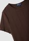 T-shirt in puro cotone marrone a righe regular fit_5