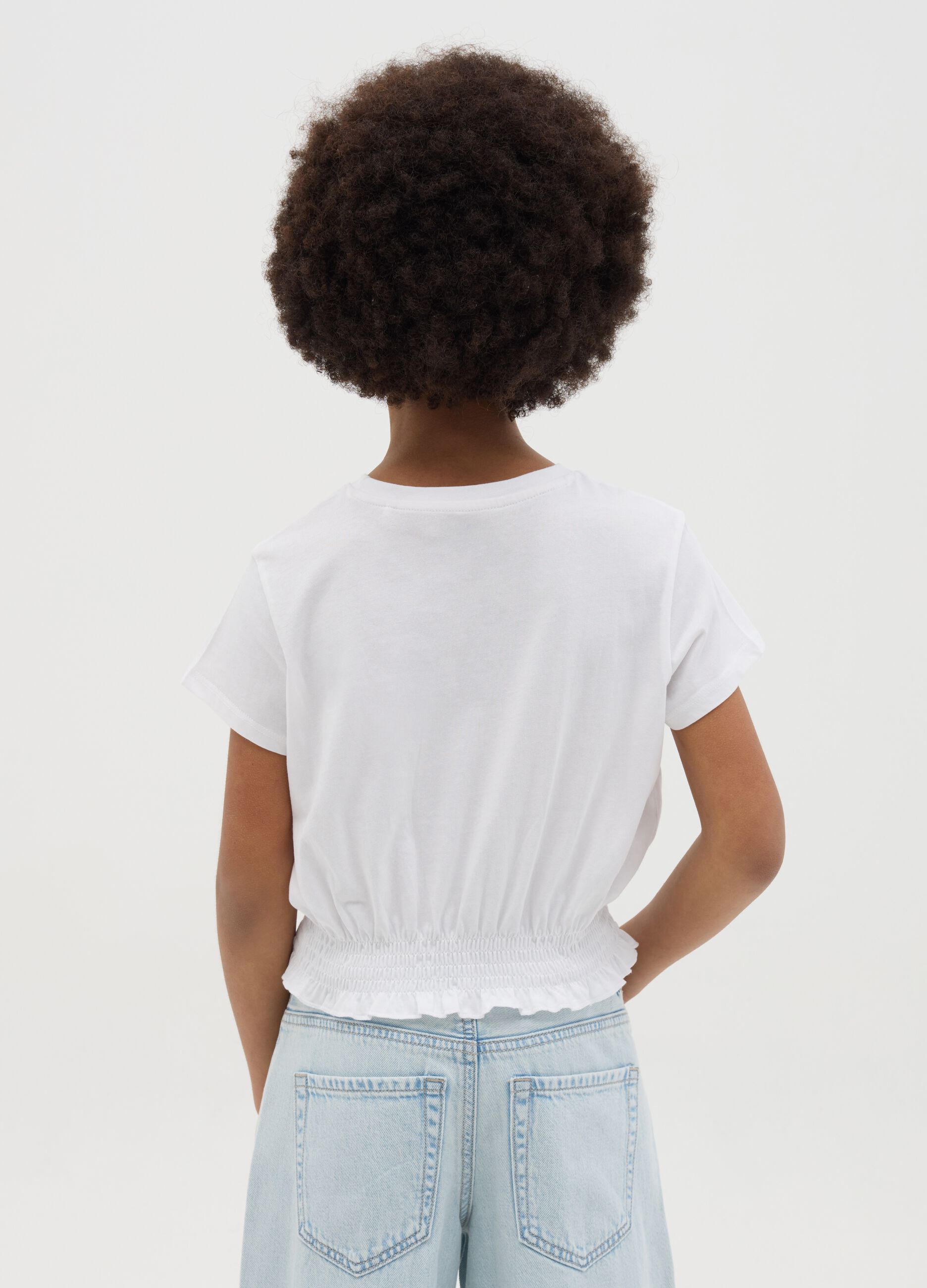 Pure cotton white T-shirt for girls
