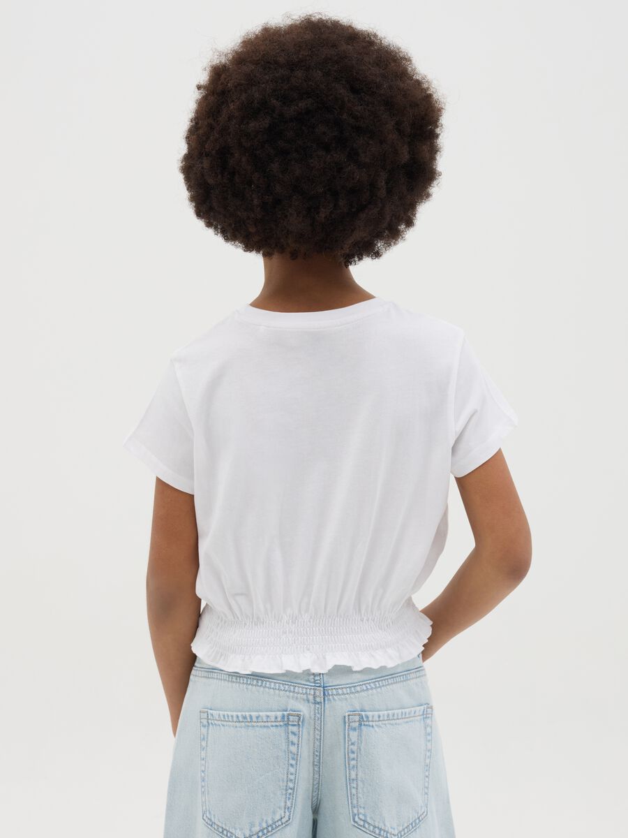 T-shirt da ragazza in puro cotone bianca regular fit_2