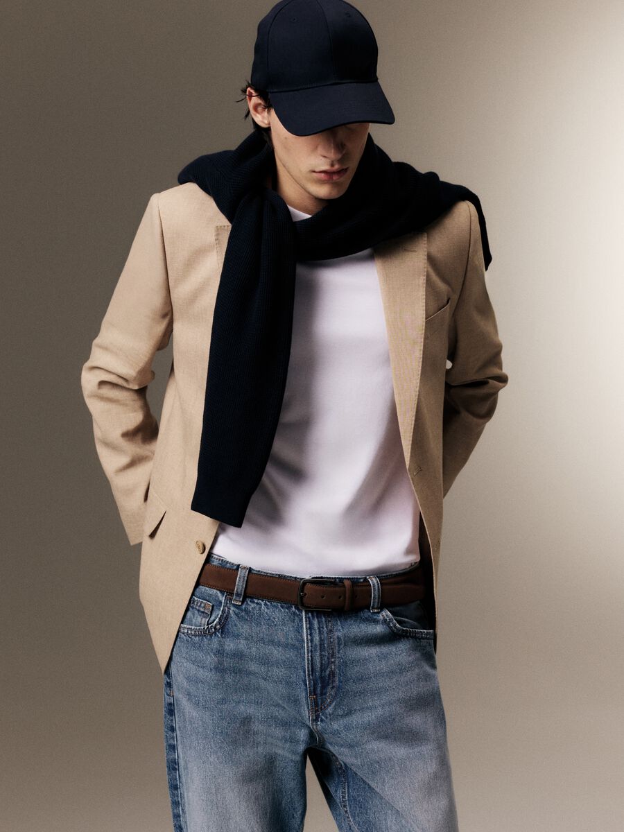 Slim Fit Beige Blazer_0