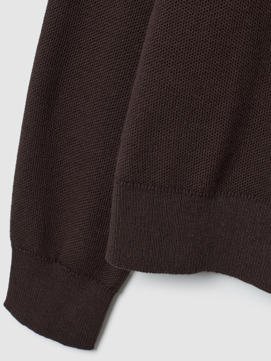 Brown cotton blend regular fit sweater_5