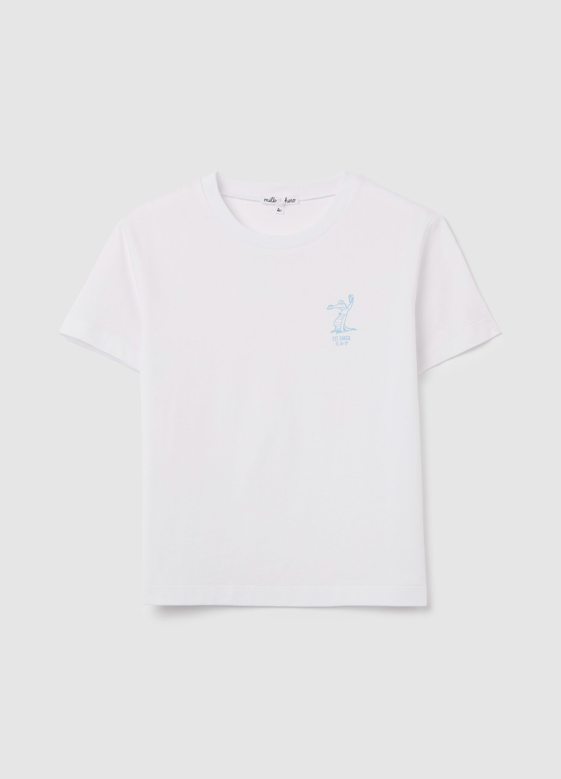White boxy-fit T-shirt in cotton