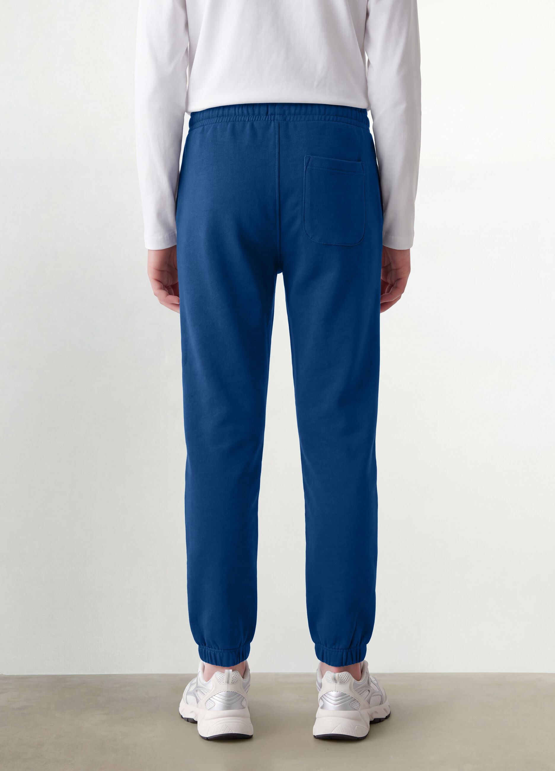 Blue organic cotton joggers with drawstring for boys