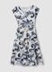 Blue and white pure cotton dress with all-over print and rope belt_4
