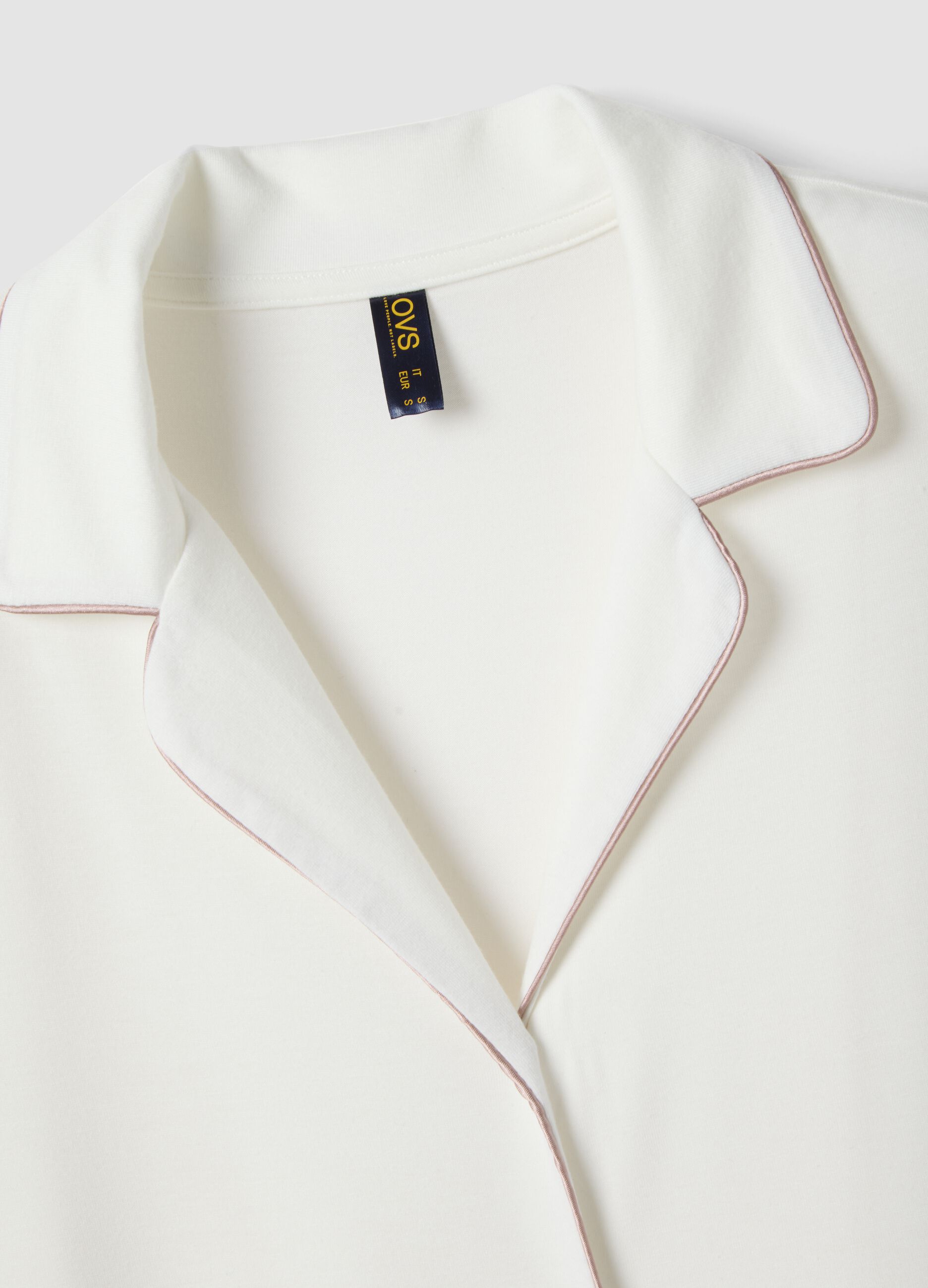 Camicia da notte in misto viscosa elasticizzata bianca con collo a V