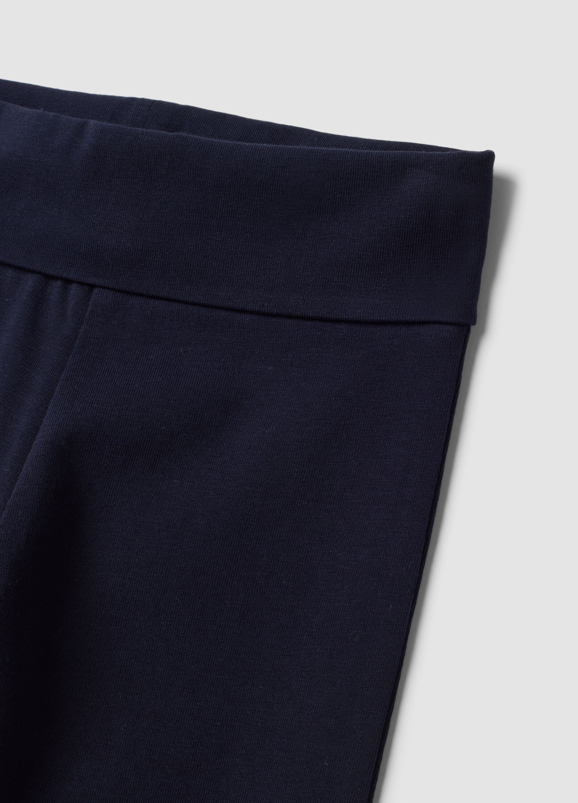 Girls' blue flared leggings in stretchy organic cotton