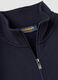 Blue cotton-blend half-zip sweatshirt with crew neck_1