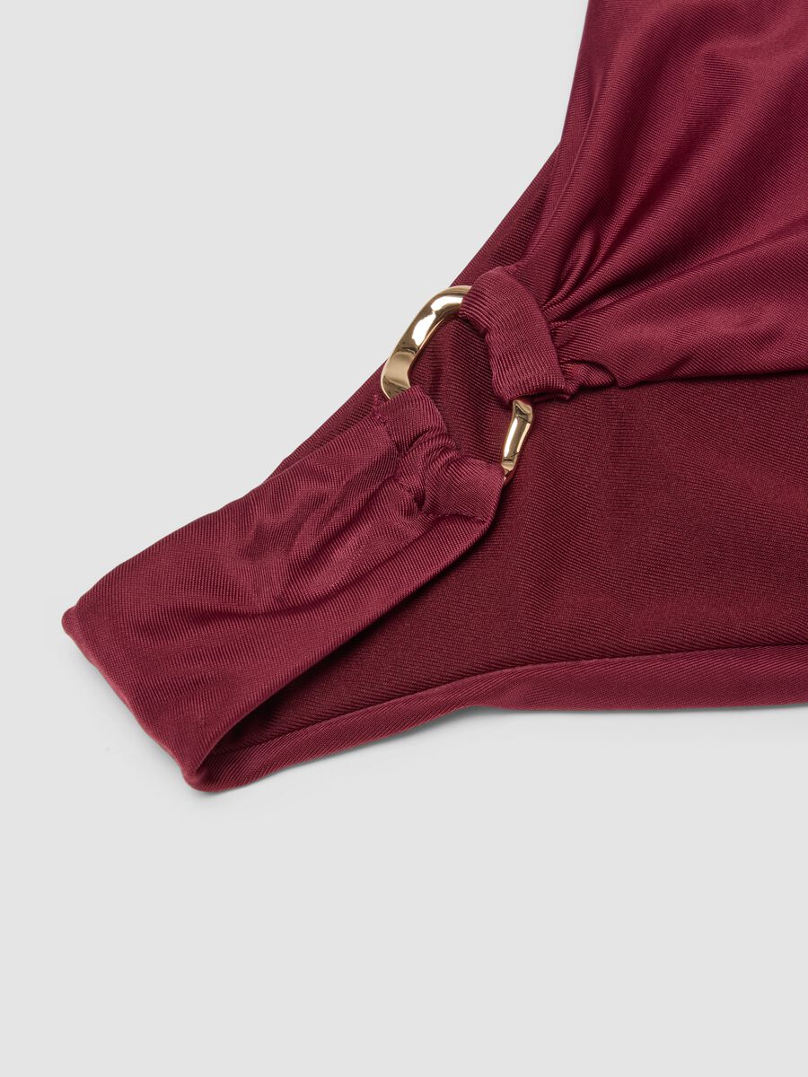 Red stretch bikini bottoms with gold-tone ring detail_1