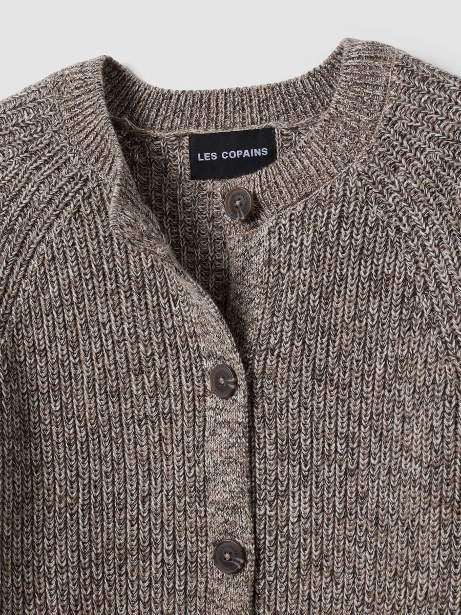 Grey pure cotton knit cardigan in regular fit_2