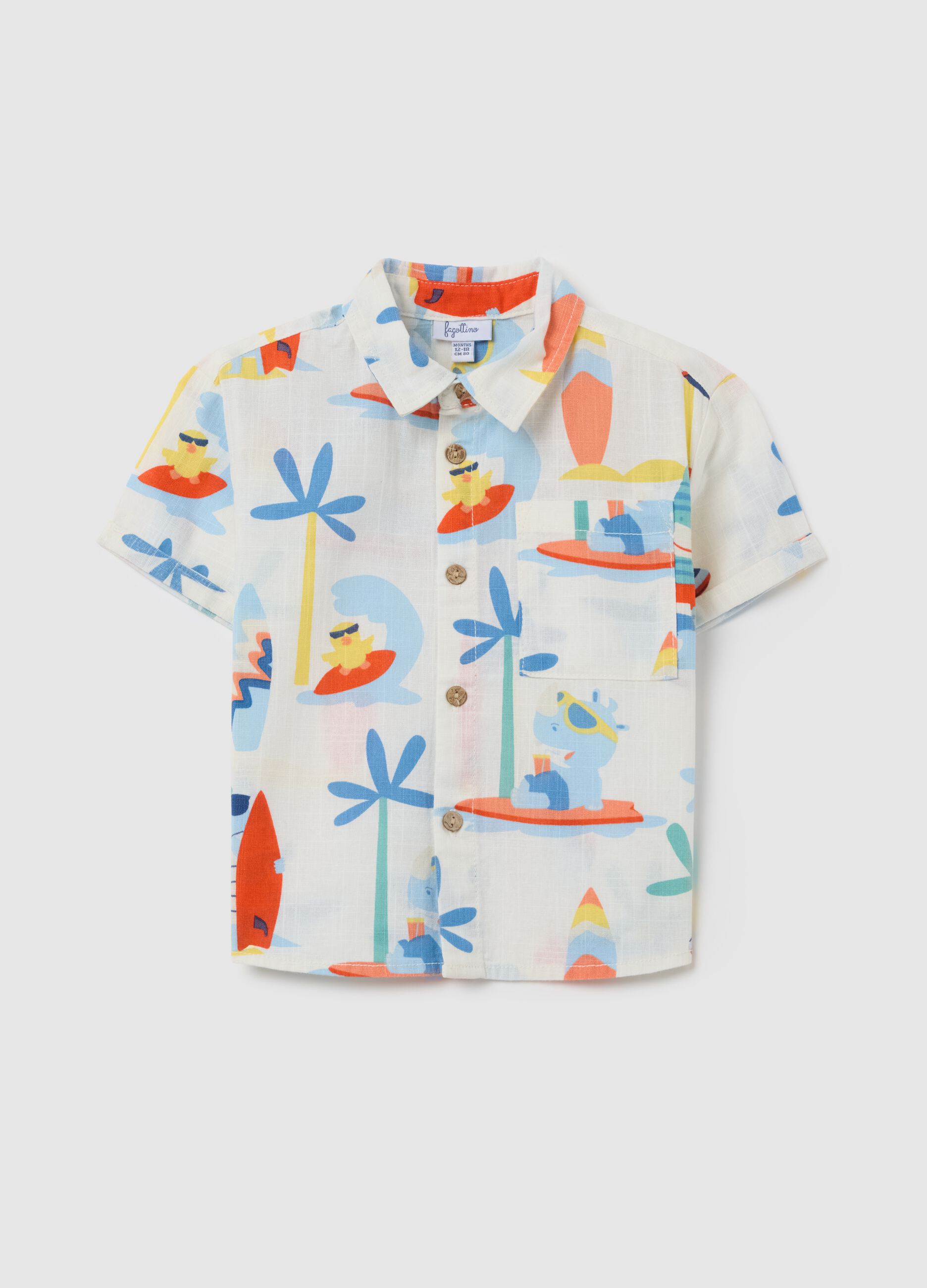 Camicia da neonato in puro cotone multicolor regular fit