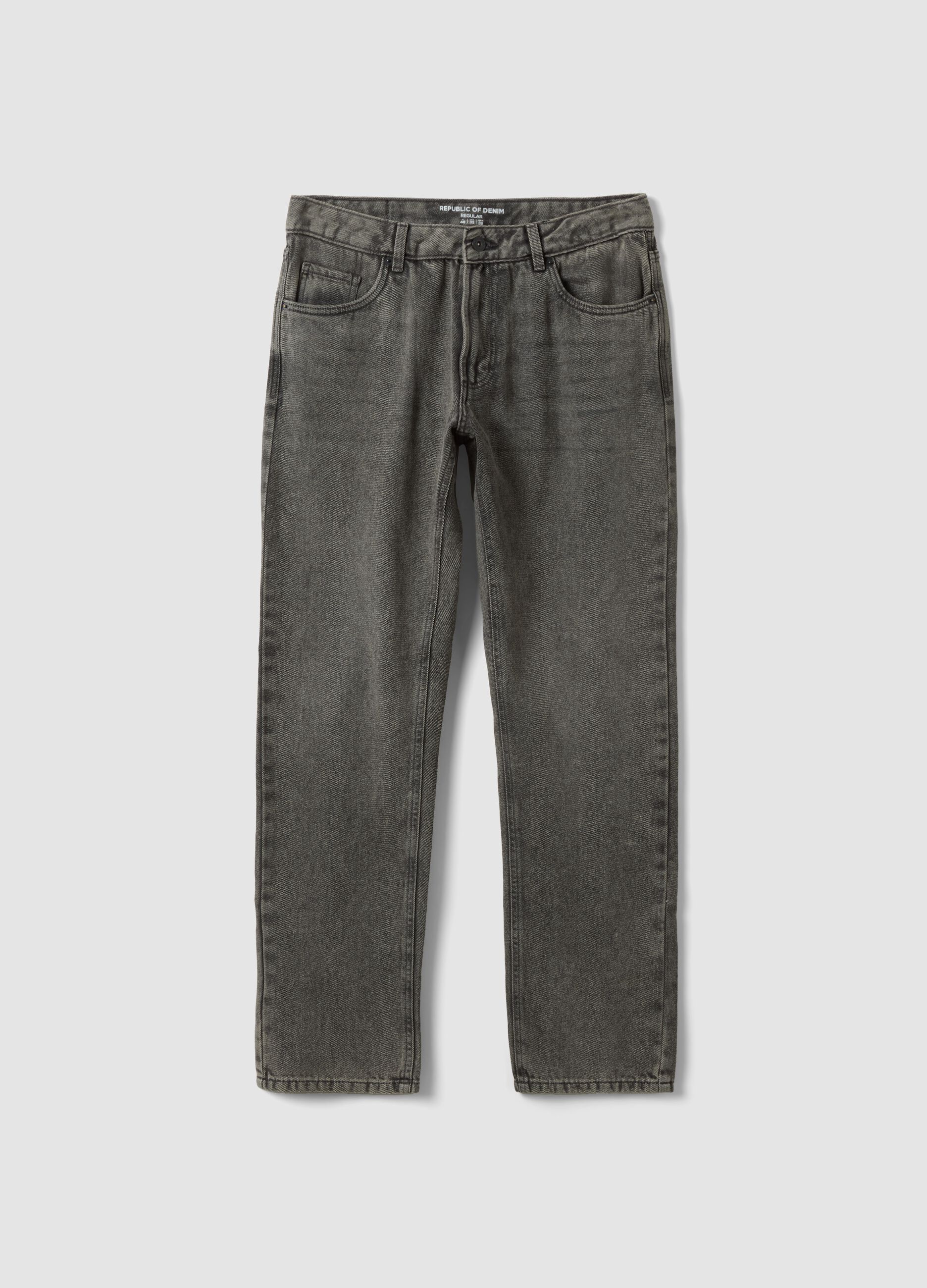 Grey regular-fit jeans in a cotton, lyocell and viscose blend