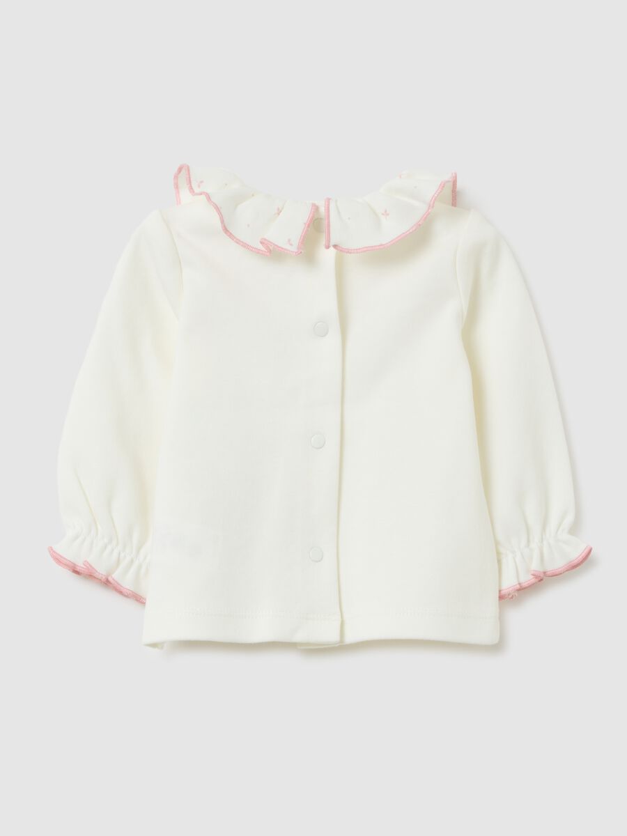 White regular fit pure cotton girl's sweatshirt with teddy bear print_1