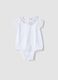 White organic cotton baby bodysuit with ruffled collar_0