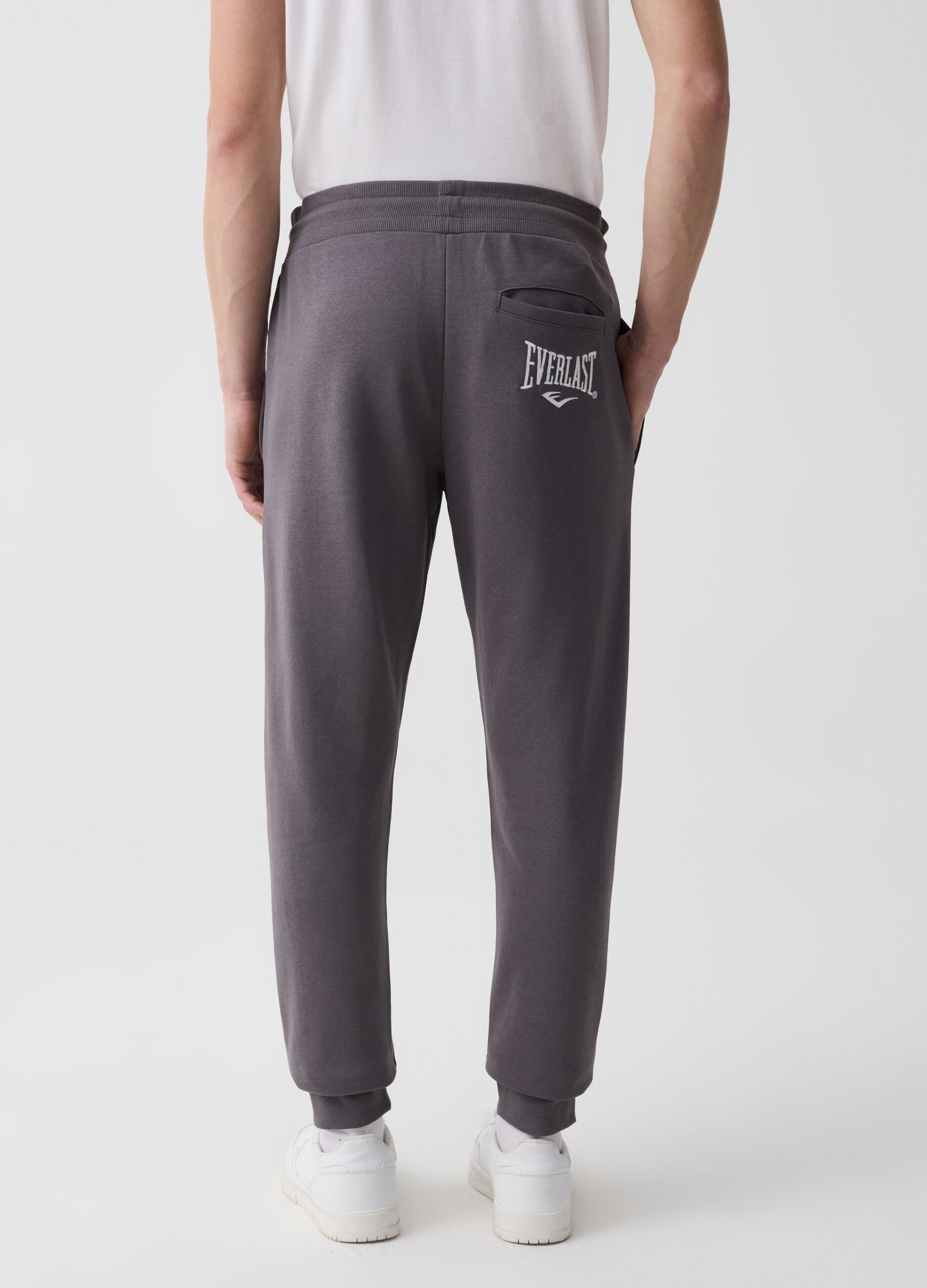 Fleece joggers with print and logo embroidery