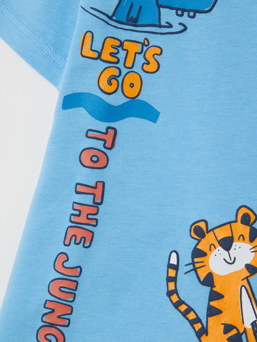 Baby blue cotton T-shirt with regular fit and print_3