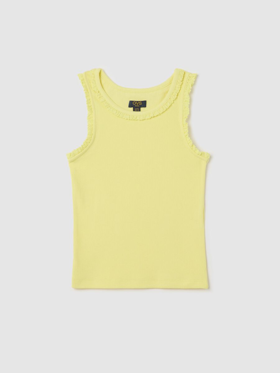Ribbed yellow vest with crochet application_3
