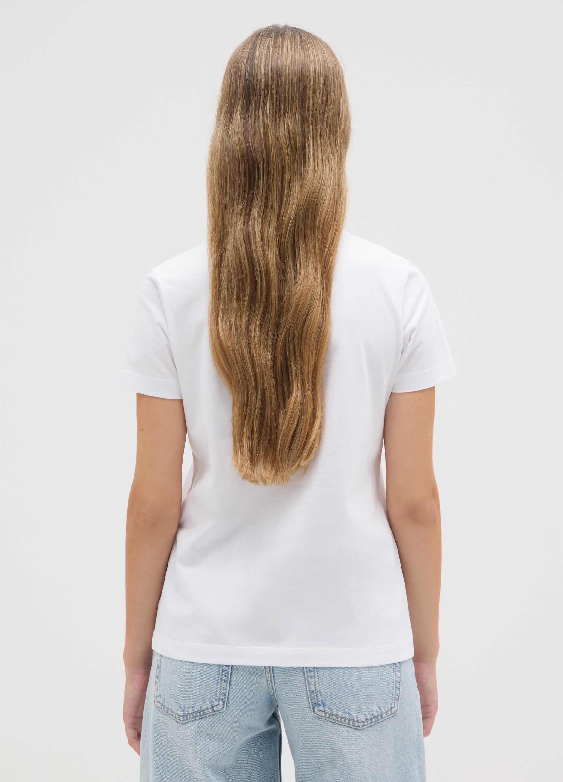Women's white pure cotton t-shirt regular fit