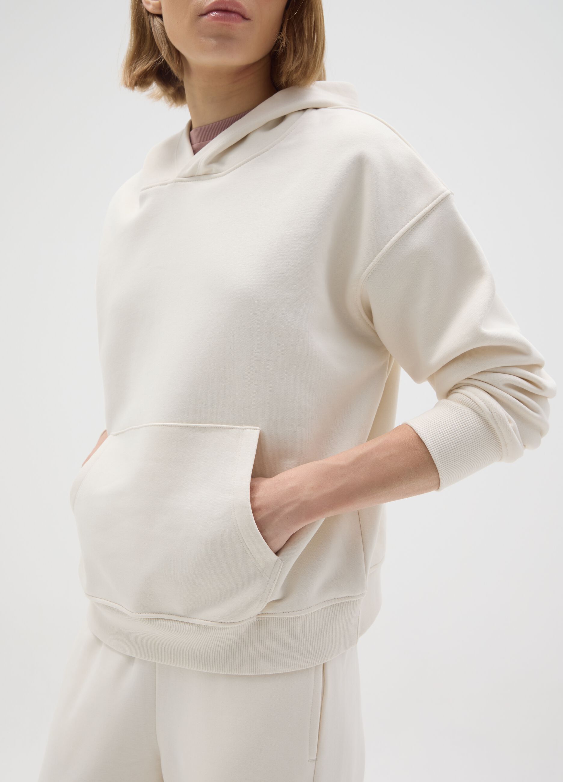 White regular fit cotton blend sweatshirt