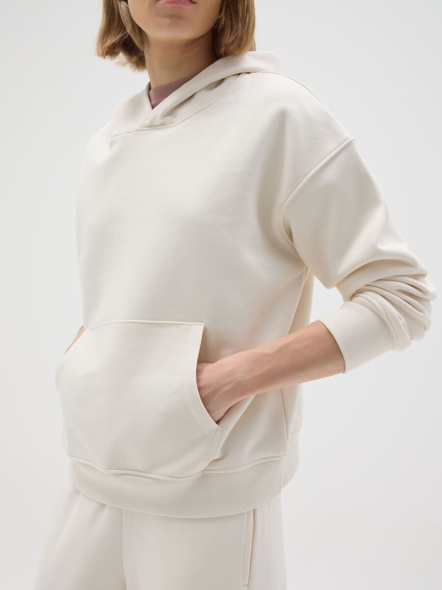 Felpa in misto cotone bianca regular fit_3