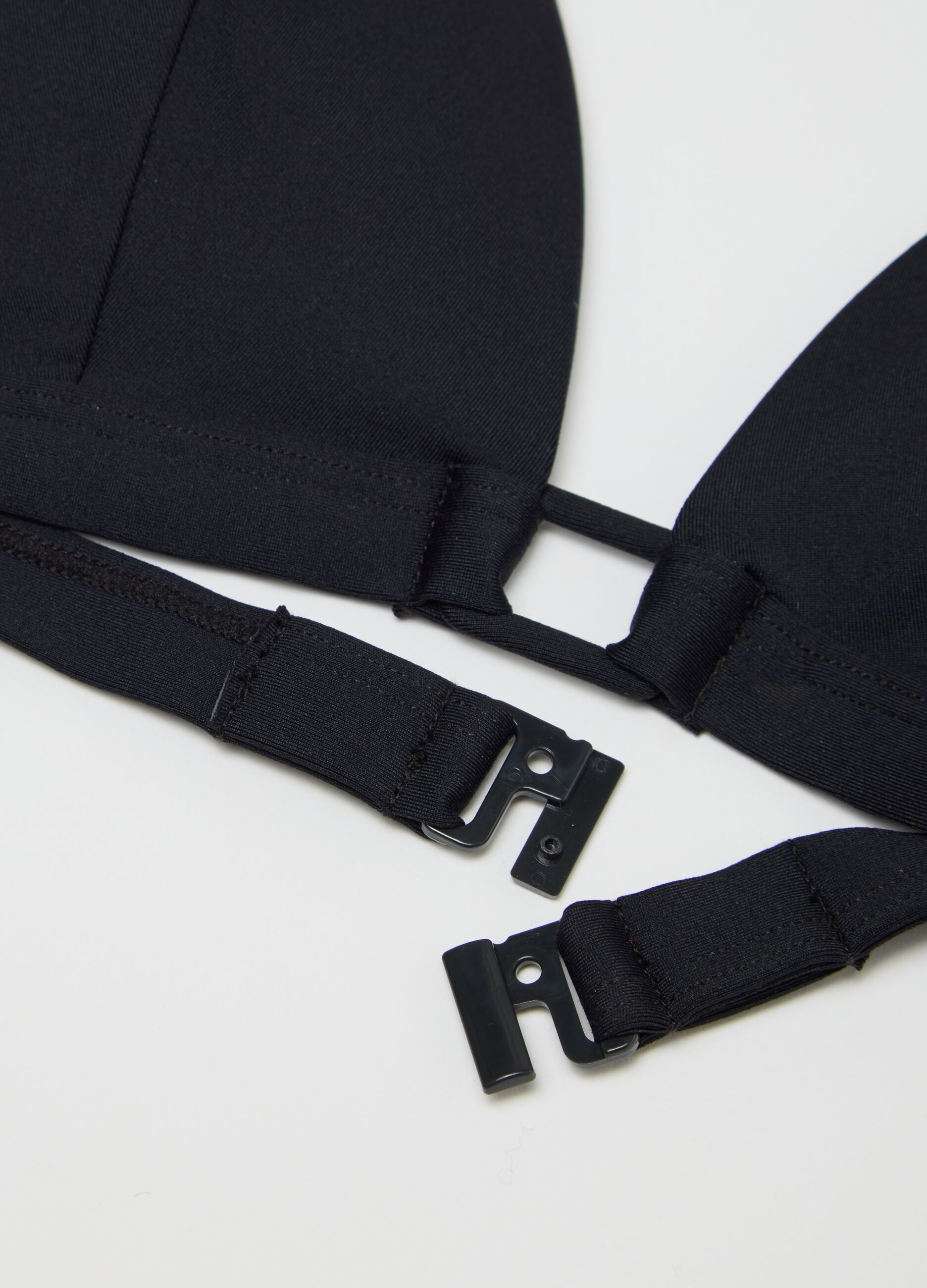 Women’s bikini top in black stretch fabric