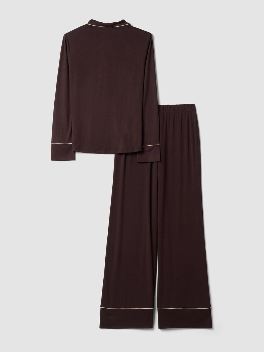 Pigiama marrone in viscosa elasticizzato con scollo a V_6