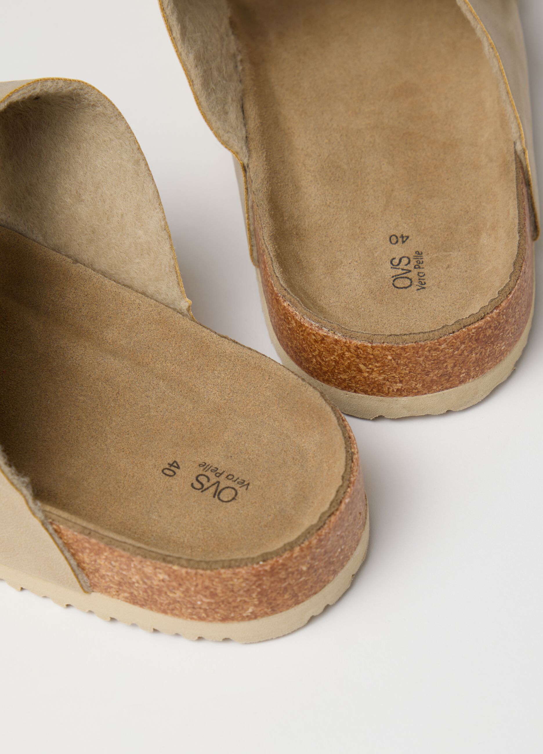 Women's sandals in beige genuine leather