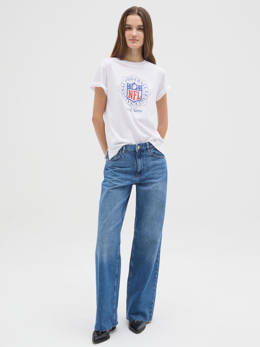 T-shirt bianca NFL a maniche corte in puro cotone regular fit_1