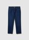 Blue cotton blend regular fit jeans_4