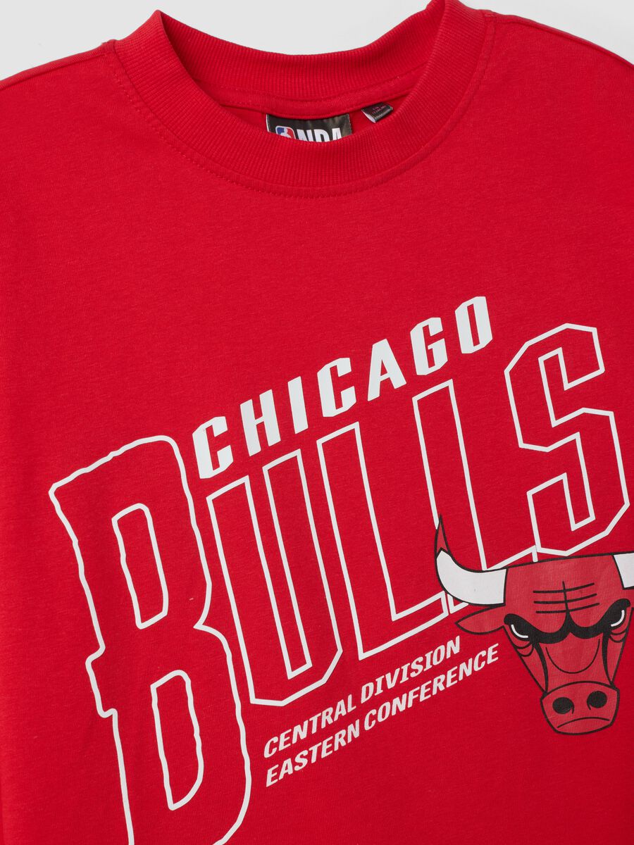 T-shirt rossa in puro cotone con stampa Chicago Bulls_2