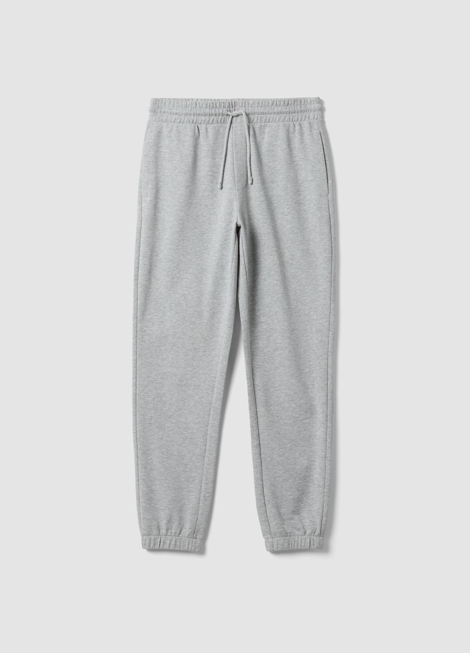 Grey cotton-blend jogger trousers, regular fit